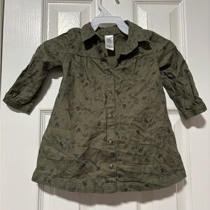 Carter's Olive Floral Shirt Dress underwear cover bottom set party travel baby